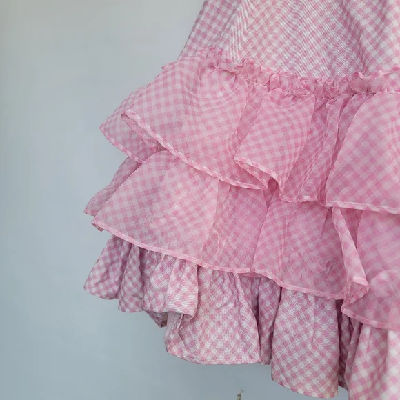 Selkie Ice Cream Gingham Belle Skirt Size Small Pink White Checkered Ruffled - Picture 5 of 16